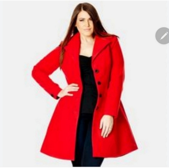 🍁🍂NWOT City chic 18 Scarlet Clean Cut Coat - Picture 2 of 8